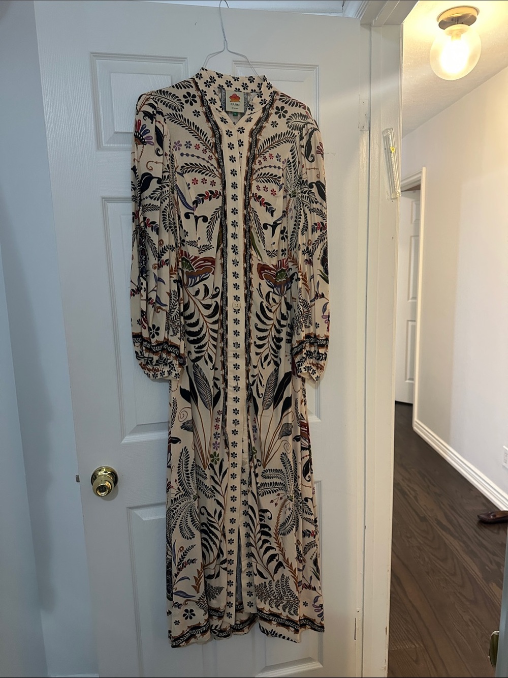 FARM Rio Cream Maxi Dress with Multicolor Botanical Print
